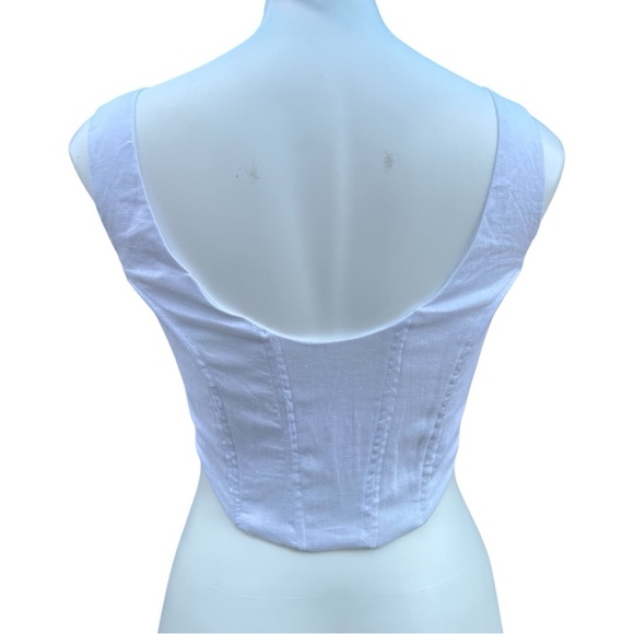 Olivaceous Women’s Shape White Plunge Front Lace Up Corset Top in Linen Size L - Picture 6 of 7